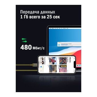  Кабель UGREEN US387 90226 USB-C to Lightning Silicone Cable 1m Yellow 