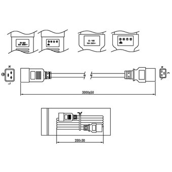  Кабель питания Hyperline PWC-IEC19-IEC20-3.0-BK IEC 320 C19 - IEC 320 C20 3x1.5 3м 