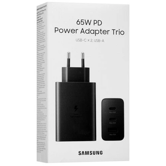  Сетевое зарядное устройство Samsung Adapter EP-T6530NBEGEU 65W Black (2xUSB-C, 1xUSB-A) 