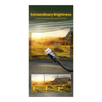  Кабель UGREEN DP114 80394 DP 1.4 Male to Male Plastic Case Braided Cable 5m Black 