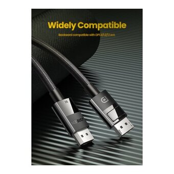  Кабель UGREEN DP114 80394 DP 1.4 Male to Male Plastic Case Braided Cable 5m Black 