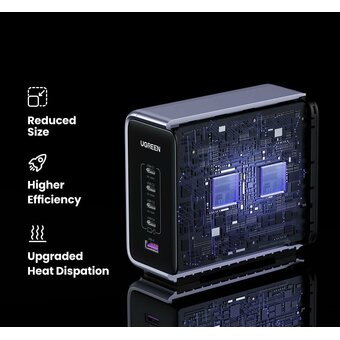  Зарядное устройство Ugreen CD333 (90903B) Nexode 300W 5-Port PD GaN Fast Charger EU Gray 
