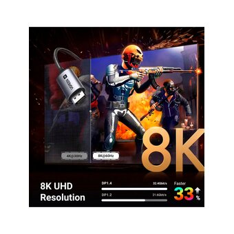  Кабель UGREEN CM556 (25158) USB-C To DP Cable(8K) 2M Silver 