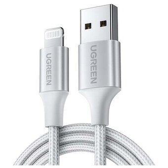 Кабель UGREEN US199 60163 Lightning to USB-A 2.0 Cable 2m Silver 