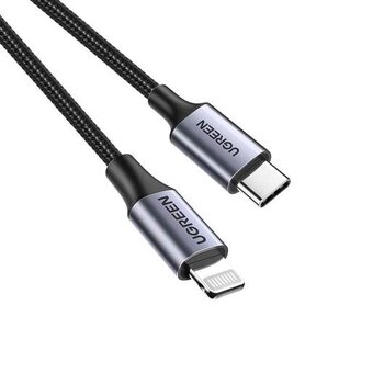  Кабель UGREEN US304 60761 USB-C to Lightning M/M Cable Aluminum Shell Braided 2m Black 