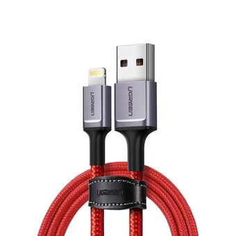  Кабель UGREEN US293 80635 USB-A to Lightning Cable Aluminum case + Nylon braided 1m Red 