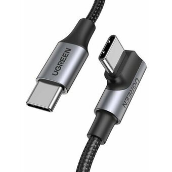  Кабель UGREEN US334 20583 USB-C 2.0 Male To Angled 90° USB-C 2.0 Male 5A Data Cable 3m Black 