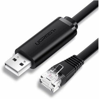  Кабель UGREEN CM204 50773 USB-A to RJ45 Console Cable 1.5m Black 