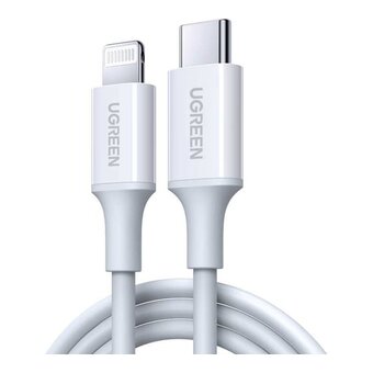  Кабель UGREEN US171 60748 USB-C to Lightning M/M Cable Rubber Shell 1.5m White 
