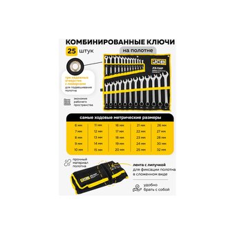  Набор ключей комбинированных JCB JCB-5261P(57166) 25пр. (6-28, 30, 32мм) 