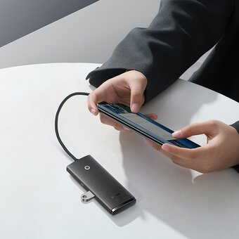  Адаптер/переходник Baseus Lite (WKQX030301) 4-Port Type-C HUB Adapter (Type-C to USB 3.0*4) 25cm Black 
