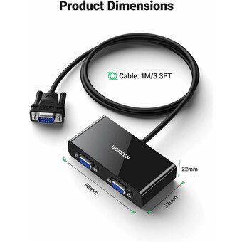  Сплиттер UGREEN 20918 1*2 VGA splitter Black 