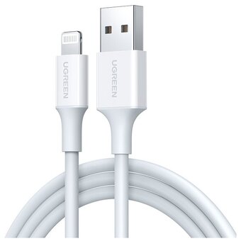 Кабель UGREEN US155 80315 USB-A Male to Lightning Male Cable Nickel Plating ABS Shell 1.5m White 