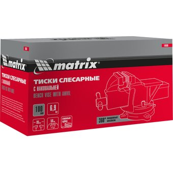  Тиски слесарные MATRIX 18600 100 мм, поворотные, с наковальней 