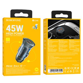  АЗУ BOROFONE BZ26B Discovery PD45W (2C) car charger синий 