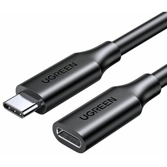  Кабель UGREEN US353 10387 USB-C/M to USB-C/F Gen2 5A Extension Cable 10Gbps 1m Black 