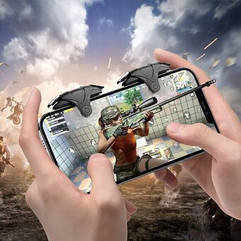  Игровой триггер для смартфона HOCO GM5 Wolf mobile game buttons (черный, металик, серый) 