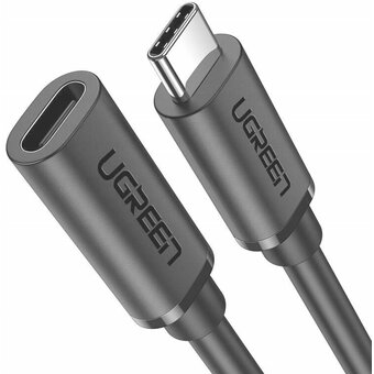  Кабель UGREEN US353 10387 USB-C/M to USB-C/F Gen2 5A Extension Cable 10Gbps 1m Black 