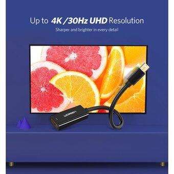  Конвертер UGREEN MD112 40360 Mini DP to HDMI Female Converter 4K Black 