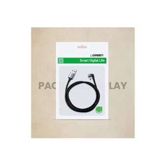  Кабель UGREEN US311 70315 USB2.0-A to Angled USB-C Cable Aluminum Case with Braided 2m Black 