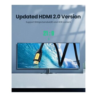  Кабель UGREEN HD101 10167 HDMI Male To Male Round Cable 5m Yellow/Black 