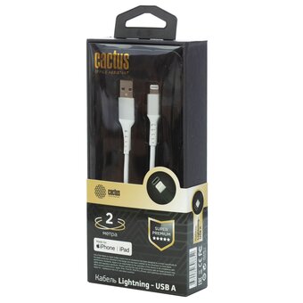  Кабель Cactus CS-LG.USB.A-2 USB m-Lightning m 2м белый 