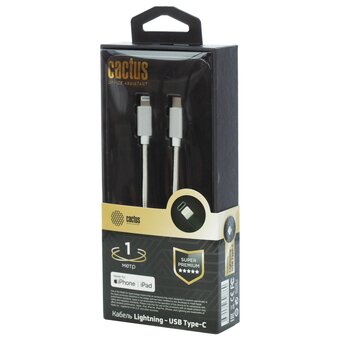  Кабель Cactus CS-LG.USB.C-1 USB Type-C m-Lightning m 1м белый 
