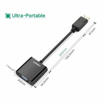  Конвертер UGREEN DP109 20415 DP Male to VGA Female Converter Black 