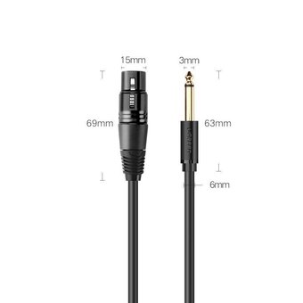  Кабель UGREEN AV131 20721 6.35 Male To XLR Female Cable 5m Black 