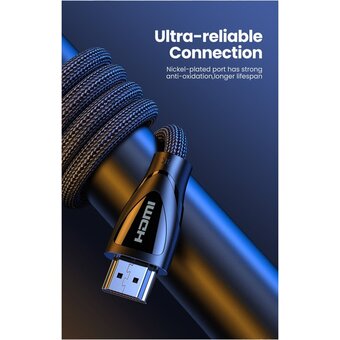  Кабель UGREEN HD140 80404 HDMI 2.1 Male To Male Cable 8K Braided Cable 3m Black 