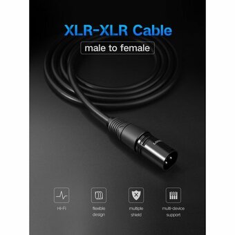 Кабель UGREEN AV130 20712 Cannon Male to Female Microphone Extension Audio Cable 5m Black 