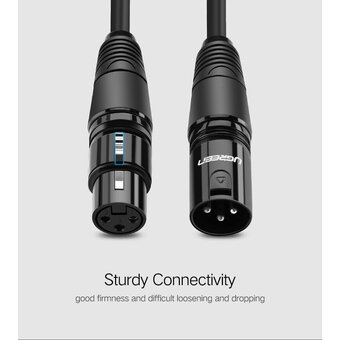  Кабель UGREEN AV130 20712 Cannon Male to Female Microphone Extension Audio Cable 5m Black 