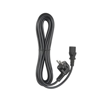  Кабель питания Hyperline PWC-IEC13-SHM-5.0-BK для компьютера Shucko+C13 3x1.00 10A угловая вилка 5м 