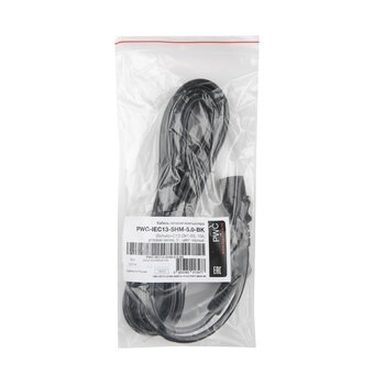  Кабель питания Hyperline PWC-IEC13-SHM-5.0-BK для компьютера Shucko+C13 3x1.00 10A угловая вилка 5м 