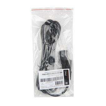  Кабель питания Hyperline PWC-IEC13-IEC14-5.0-BK монитор-компьютер IEC 320 C13 - IEC 320 C14 3x0.75 5м 