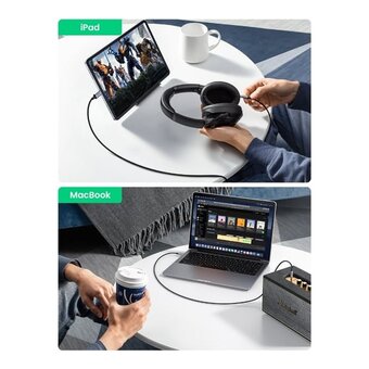  Кабель UGREEN CM450 20192 USB-C Male to 3.5mm Male Audio Cable with Chip 1m Black 