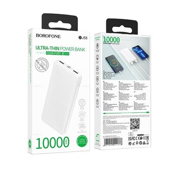  Аккумулятор внешний резервный BOROFONE BJ55 Graceful power bankm 10000mAh белый 