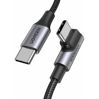  Кабель UGREEN US334 70643 USB-C 2.0 Male To Angled 90° USB-C 2.0 Male 5A Data Cable 1m Black 