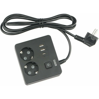  Сетевой удлинитель Power Cube PC-1B-2M 1.9м (2 розетки) черный (коробка) 