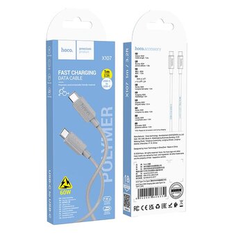  Дата-кабель HOCO X107 Favor 60W charging data cable Type-C + Type-C серый 