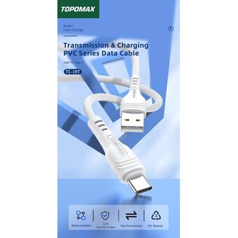  Дата-кабель TOPOMAX TC-19T PVC Type-C cable 3A Fast Charge белый 