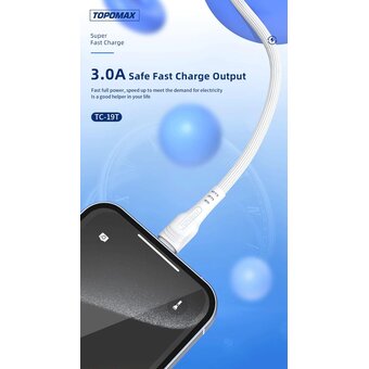  Дата-кабель TOPOMAX TC-19T PVC Type-C cable 3A Fast Charge белый 