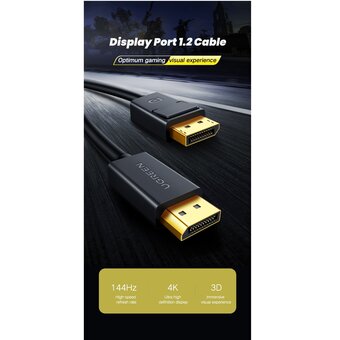  Кабель UGREEN DP102 10244 DP 1.2 Male to Male Cable 1m Black 
