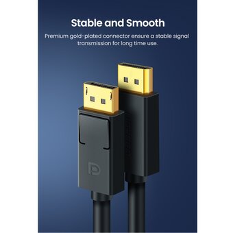  Кабель UGREEN DP102 10244 DP 1.2 Male to Male Cable 1m Black 