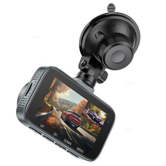  Видеорегистратор HOCO DV6 Driving recorder with 3-inch display with rear camera серый 