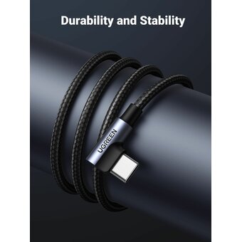  Кабель UGREEN US176 70875 Right Angle USB-A to USB-C Cable 3m Space Gray 
