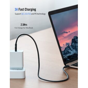  Кабель UGREEN US286 (60788) USB-C 2.0 Male To USB-C 2.0 Male 3A Data Cable 3m Black 