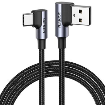  Кабель UGREEN US176 70875 Right Angle USB-A to USB-C Cable 3m Space Gray 