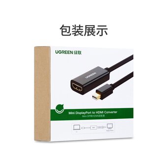  Конвертер UGREEN MD112 10461 Mini DP to HDMI Female Converter 1080p Black 