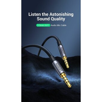 Кабель UGREEN AV183 20497 3.5mm Male to Male 4-Pole Microphone Audio Cable 1.5m Black 